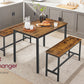 Ensemble Table à Manger 3 Pièces – Table 70 x 110 x 75 cm + 2 Bancs 30 x 97 x 50 cm