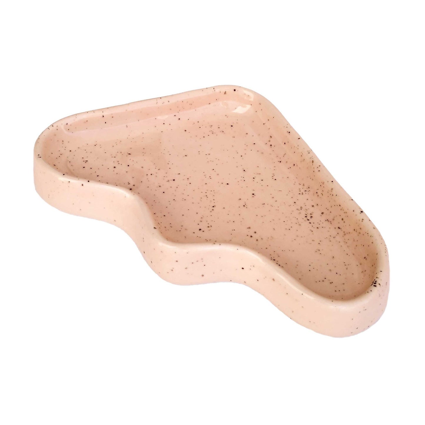 Plateau Wave triangulaire en céramique pêche mouchetée