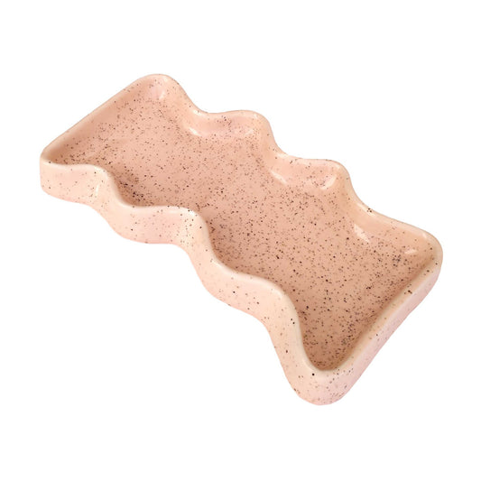 Plateau Wave rectangulaire en céramique pêche mouchetée
