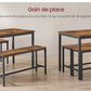 Ensemble Table à Manger 3 Pièces – Table 70 x 110 x 75 cm + 2 Bancs 30 x 97 x 50 cm