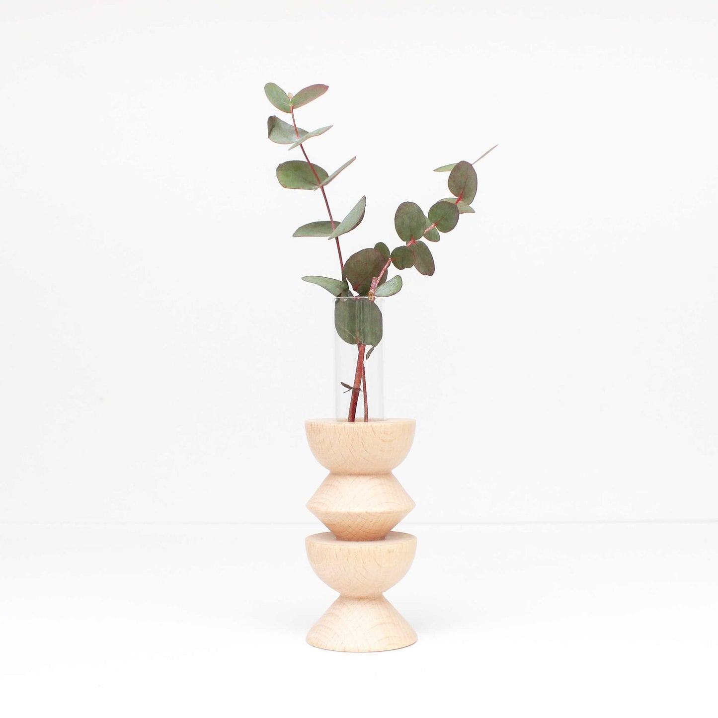Vase Totem moyen Nº 3 en bois de hêtre et verre