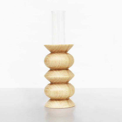 Vase Totem moyen Nº 5 en bois de hêtre et verre