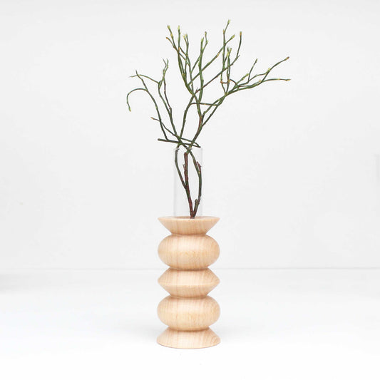 Vase Totem moyen Nº 5 en bois de hêtre et verre