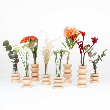 Vase Totem moyen Nº 5 en bois de hêtre et verre
