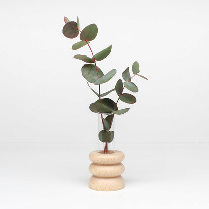 Vase Totem court Nº 1 en bois de hêtre et verre